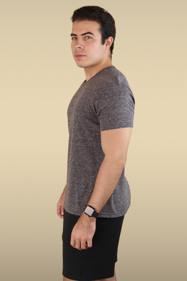 Playera Básica Cómoda Gris Jaspe Manga Corta Cuello Redondo Casual